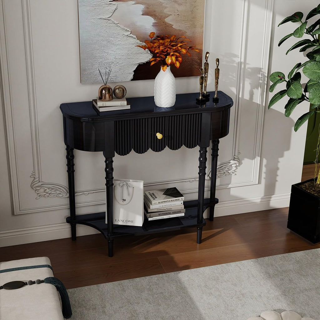 Solid Wood Entry Table with Drawer, Farmhouse Console Table for Entryway(B,100 * 30 * 88CM/39.4 * 11.8 * 34.6IN)