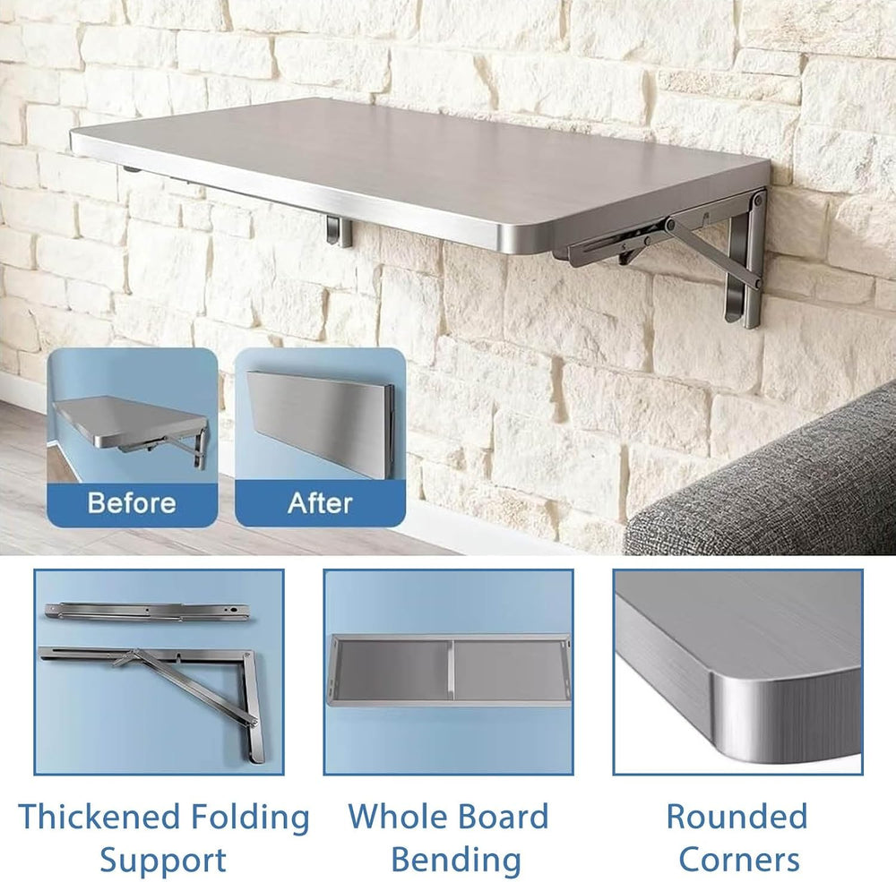 304 Stainless Steel Wall Mount Folding Table 16 20 24 28 32 36 40 43 47 51 59...