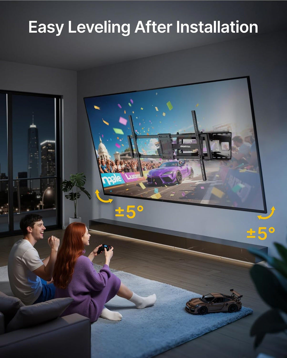 monTEK Heavy Duty Full Motion TV Wall Mount for 60-120 Inch Extra Large TVs |...