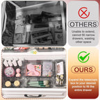 8 PCS Black Expandable Drawer Organizer, Medium Drawer Organizers and Storage, Vanity Dividers, Acrylic Storage Bins for Makeup, Jewelry Gadgets for Kitchen, Bedroom, Bathroom, Office