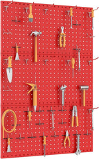TORACK 3 PCS Metal Pegboard Panels(12x24 inch) for Wall Garage Tools Storage Pegboard System for Workbench, Modular Peg Board Tool Organizer Board Kit(Pack of 3, Red)