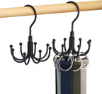 Belt Hanger, 2 Pack Rotatable Belt Organizer for Closet, Accessories Rack, Space Saving Hanging Holder Storage Hook for Belt, Tie, Scarf, Purse, Bra, Tank Top, Black