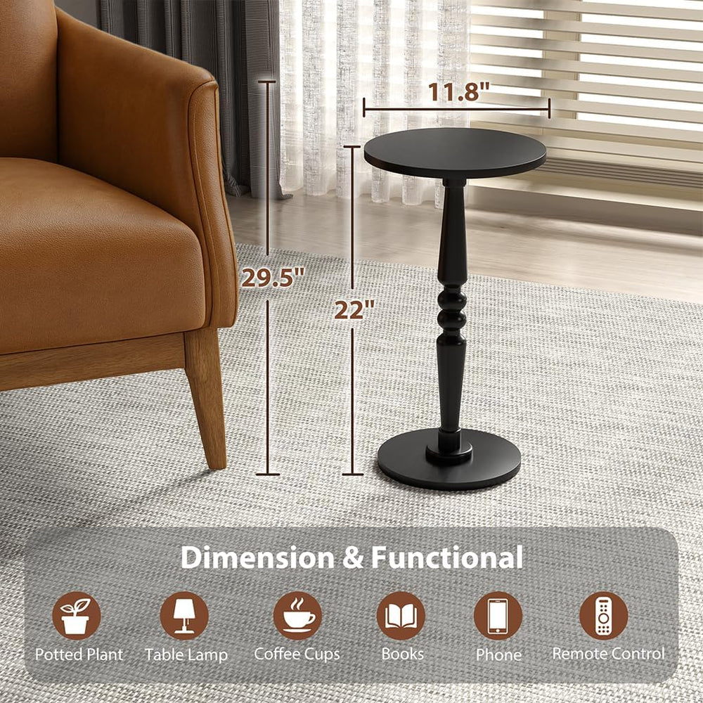Round Side Table for Small Spaces，Bamboo Bed Tray Table with Foldable Legs