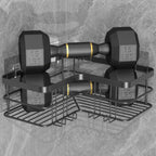 Yazoni Corner Shower Caddy, 4-Pack Adhesive Shower Shelves with Soap Holder No Drilling, Rustproof Bathroom Shower Organizer Storage, Black