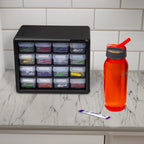 Akro-Mils 16-Drawer Plastic Storage Cabinet | 10-1/2 x 6-1/2 x 8-1/2 Inch | Black | Model 10116 | Garage Organization