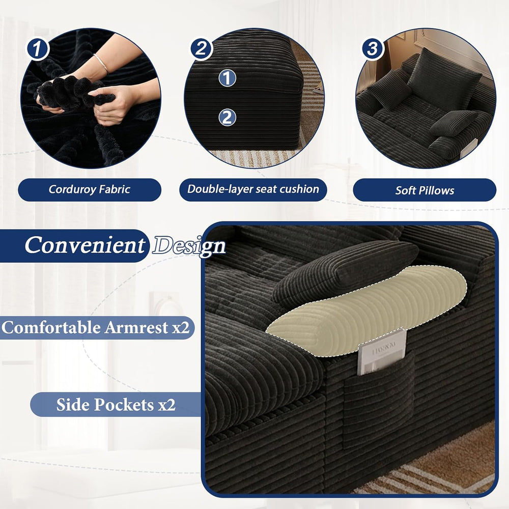 65" Chaise Lounge Chair Indoor, Oversized Chaise Lounge | No Assembly | ...