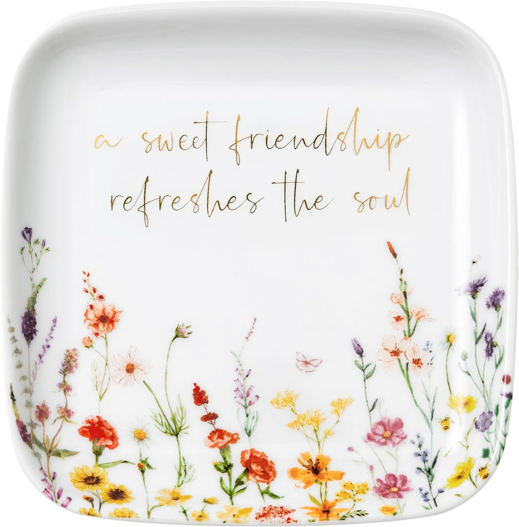 Jewelry Ring Dish for Women Christian Gifts Trinket Tray Inspirational Friendship Gifts for Friend Birthday Jewelry Tray for Her Sisters Besties Verse: Sweet Friendship –Proverbs 27:9