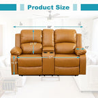 Recliner Sofa Set Couches for Living Room Chair Semi PU Fabric Living Room Furniture Sets, Adjusted Loveseat Reclining Couch Furniture Sofa Set for Theater Seating, Ginger
