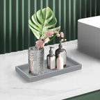 Bathroom Counter Tray,EG-SIPRO High-Grade Thickened Silicone Bathroom Vanity Tray,Shatterproof Durable Rectangle Bathroom Soap Dispenser Tray for Bathroom Countertop,Gray,Small+Large (EGTRAY)