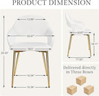 VECELO Velvet Dining Chairs Set of 6, Modern Upholstered Kitchen Chairs with Cushion, Padded Backrest and Metal Legs, White
