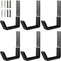 Heavy Duty Wall Mount Hooks - 6 Pack, Small, Organizer with U Hooks Hangers for Garden Hose, Tools & More