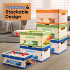 FRUSE 3 Pack Toy Storage Organizer, Large collapsible Toy Box with Lid and Handle,Toy Storage Organizer Boxes Bins for Kids, Boys, Girls, Nursery,Playroom,Bedrooms,Living Rooms, 13.5"x9.6"x21.6"