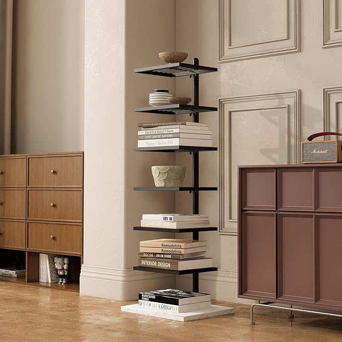 Vertical Bookshelf,Metal Spine Book Tower,Small Bookshelf for Small Spaces,Fl...