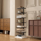Vertical Bookshelf,Metal Spine Book Tower,Small Bookshelf for Small Spaces,Floor-Mounted Invisible Shelves with Marble Base for Living Room Bedroom Office