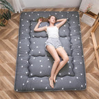 MAXYOYO Japanese Floor Mattress Futon Mattress, 4" Thicken Tatami Mat Sleeping Pad Foldable Roll Up Mat Boys Girls Dormitory Pad Kids Floor Lounger Pillow Bed, Charcoal Grey, Queen Size