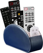 Remote Control Holders Organizer Box with 5 Compartment PU Leather Multi-functional Office Desk Storage Caddy Store Tv Remote for Media Player,Brush,Pencil,Glassees&Office Supplies (Dark Blue)