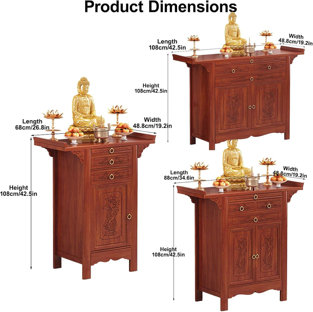 Free Standing Altar Table, Multifunction Meditation Altar Table with Drawer a...