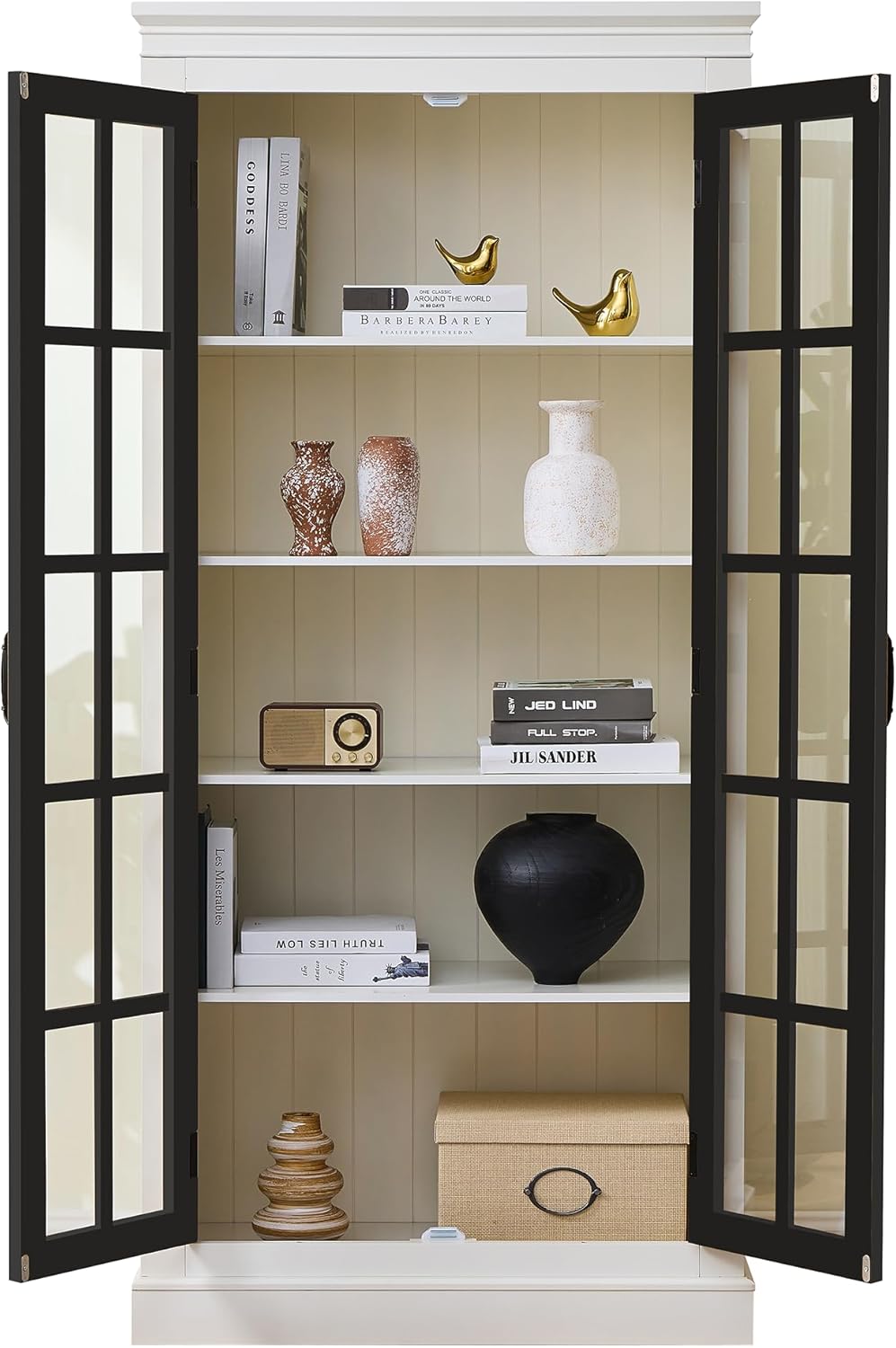 roomfitters 71.2'' Pantry Cabinet with Glass Door, Farmhouse Display ...