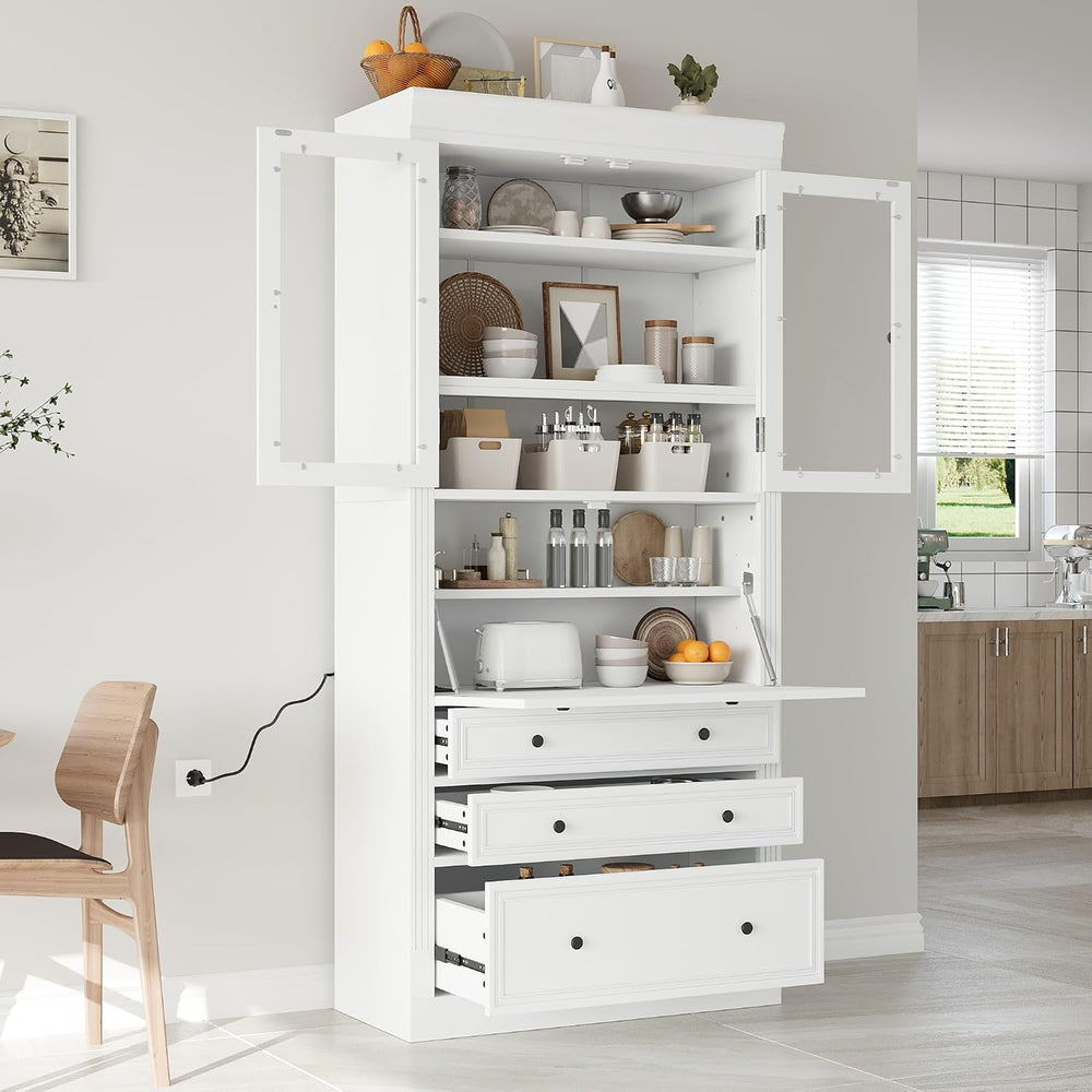 Freestanding Kitchen Pantry Storage Cabinet,Multifunctional Cupboard with 3 D...