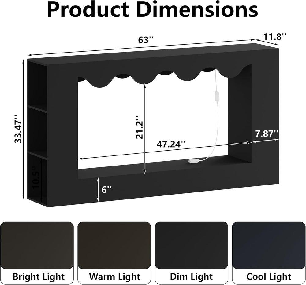 63-Inch Smart Console Table with App & Button Controlled RGB Lights, Wavy...