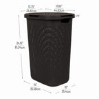 Mind Reader Slim Laundry Hamper with Lid, 60L Clothes Basket, Premium Wicker Design, Plastic, Brown