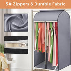 45'' Hanging Garment Bags for Closet Storage Sealed Completely Jackets Coats Suits Clothes Rack Cover for Wardrobe with Clear PVC Window and 3 Zippers Opening