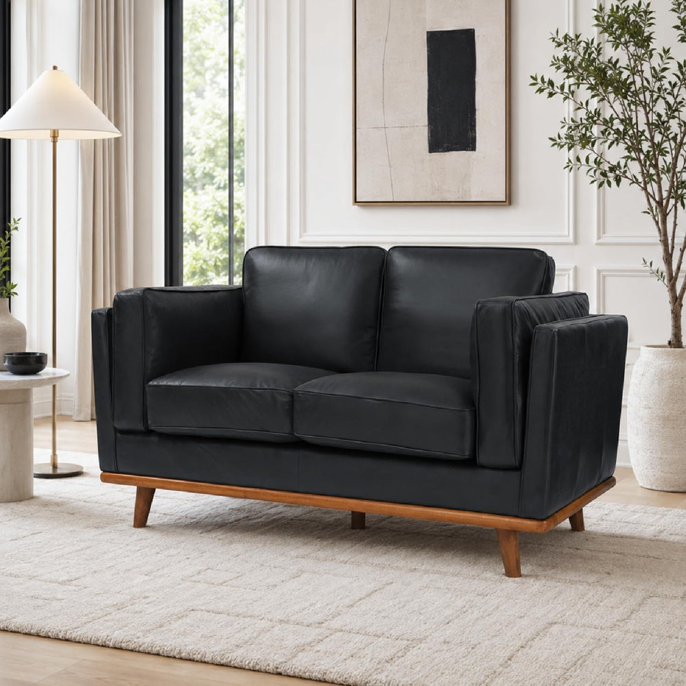Valencia Artisan Full Leather Loveseat Sofa 66”| Pure Full Italian Nappa Leat...