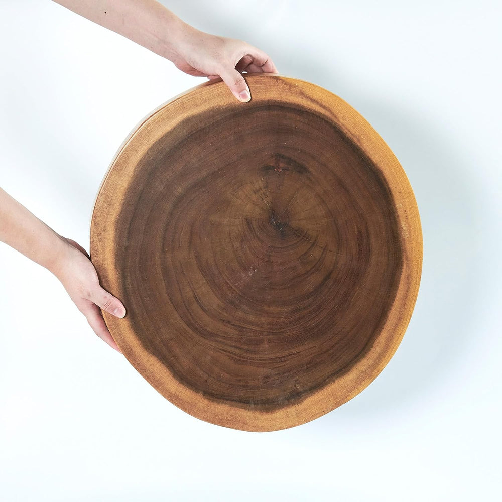 Natural Solid Wood Slab Side Table Top 15.7"x15.7"x1.96" Round...
