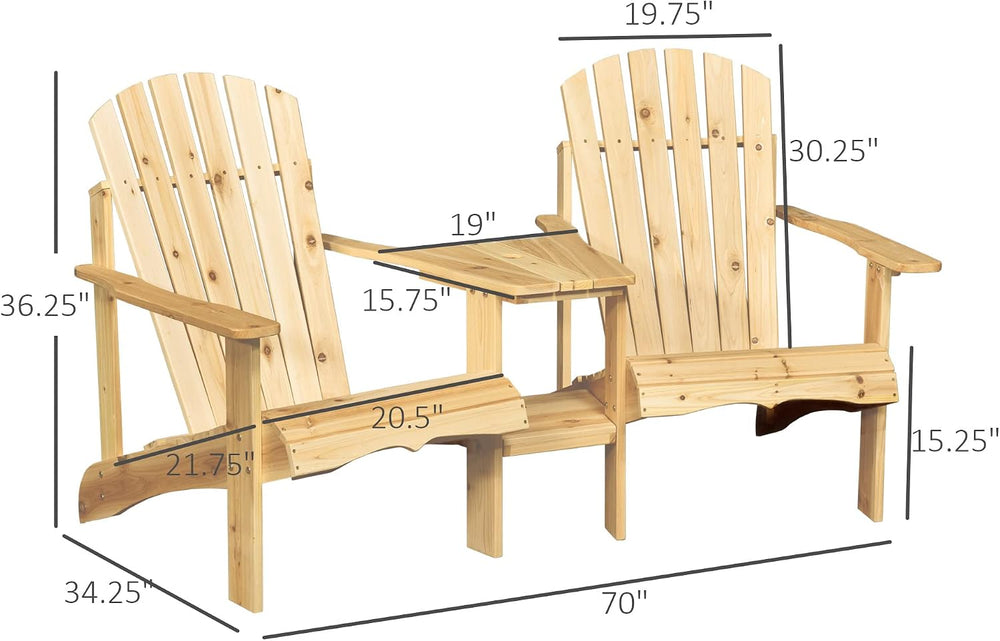 Adirondack Chair Set, 2 Wooden Outdoor Chairs with Center Table and Umbrella ...