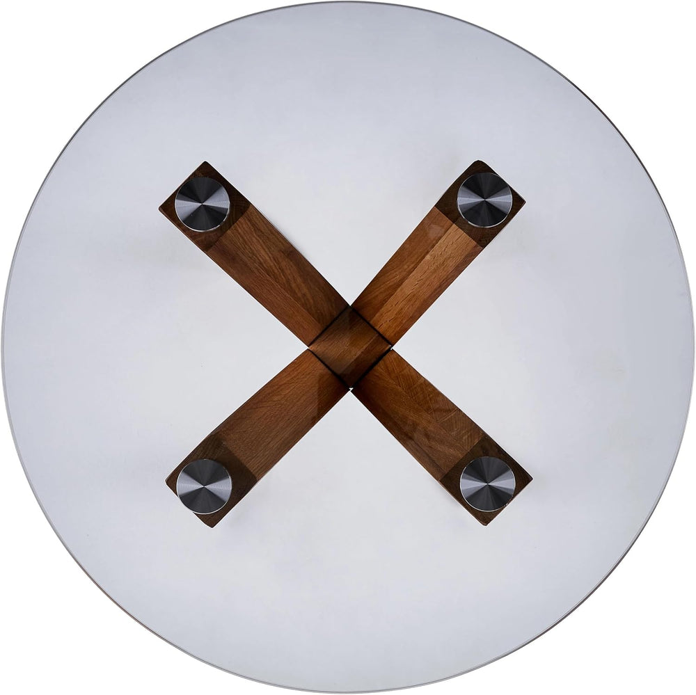 Round Glass End Table, Small Sofa Side Table for Living Room, Bedroom. Stylis...