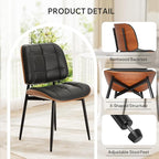 Dining Chairs Set of 8, Black Mid Century Modern Dining Room Chair, Upholstered Faux Leather Kitchen Chairs with Thick Cushion and Walnut Bentwood Back for Kitchen Dining Room, Black