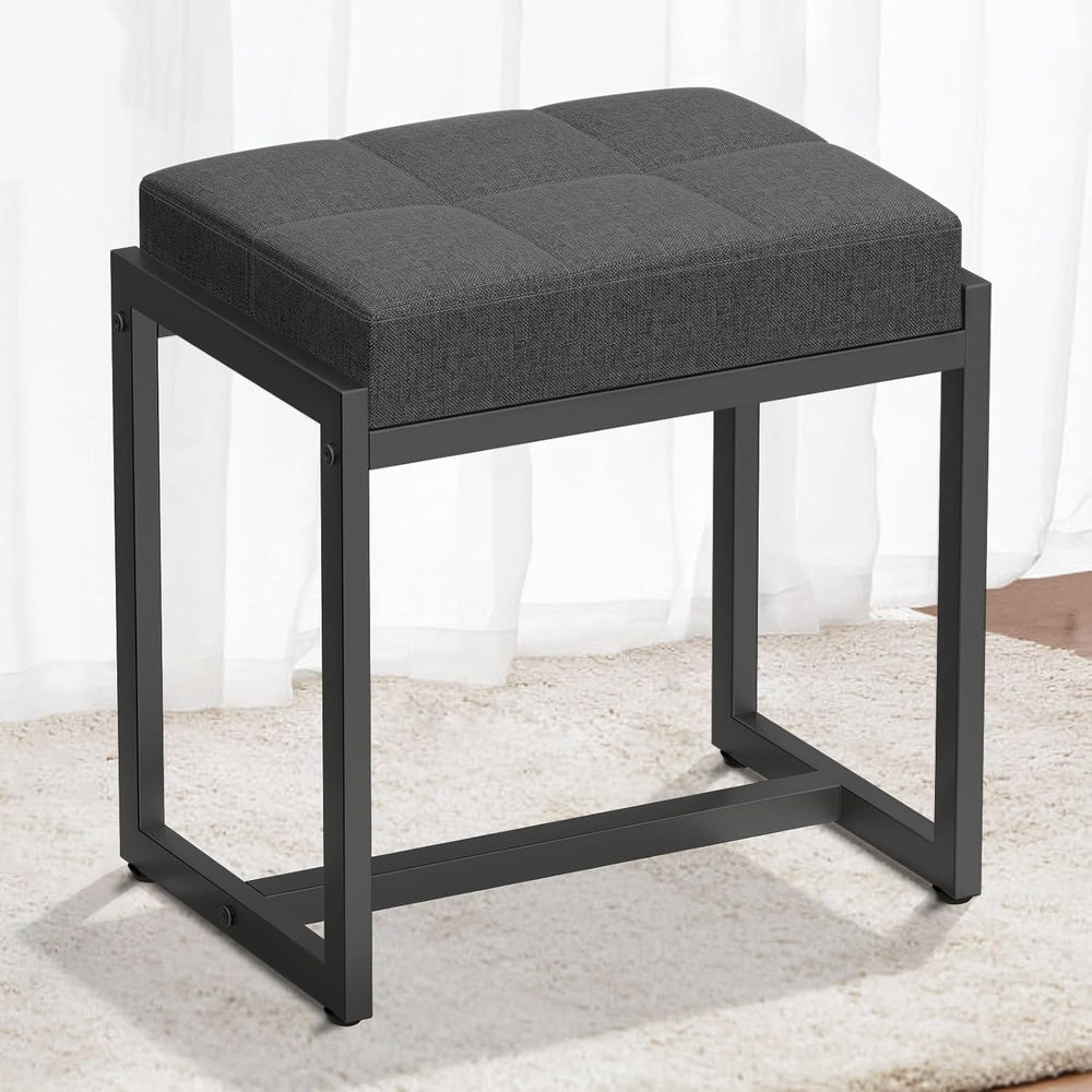 Vanity Stool, Vanity Chair Stools for Makeup Room, Square Linen Makeup Stool ...