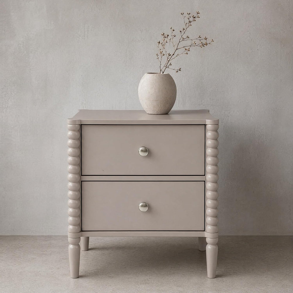 2-Drawer Nightstand, Modern Bedside Table with Silver Handles, 19.69" W ...