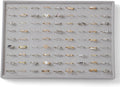 Large Jewelry Organizer for Drawer Insert Velvet Stackable Jewelry Trays for Earring Necklace Bracelet Ring Display (Gray, Ring 100 Slots)
