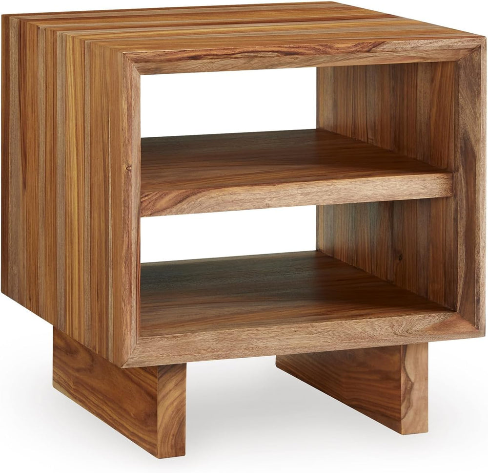 Signature Design by Ashley Dressonni Rustic End Table with 2 Open Shelves, Li...