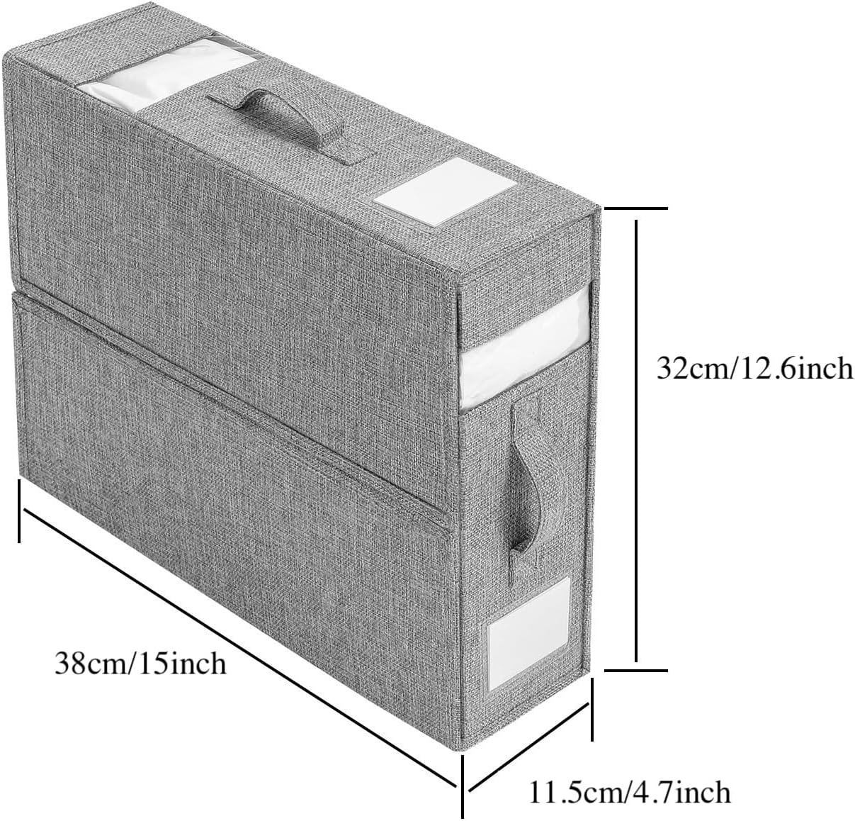 Linen Closet Organizer with Visible Window - Sheet, Blanket, Duvet & Pillowcase Folding Storage (Gray)