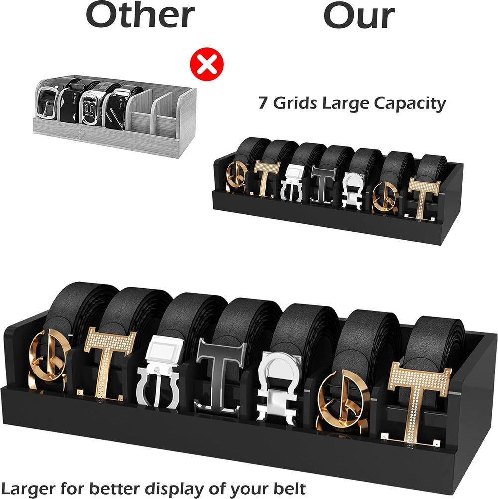 Belt Organizer for Drawer - Bamboo Belt Storage Organizer | Belt Rack for Clo...