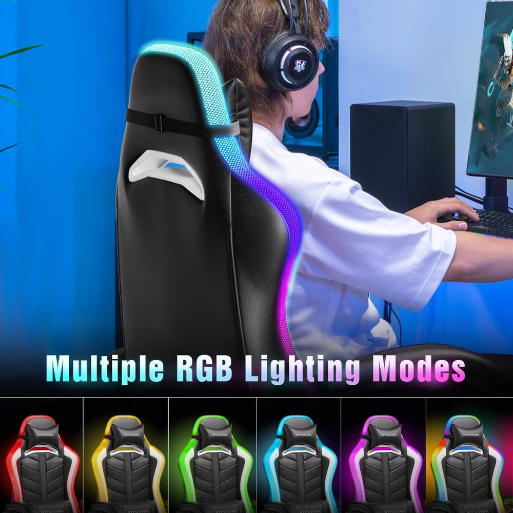 GTPLAYER Gaming Chair, Computer Chair with RGB LED Lights, High Back Ergonomi...