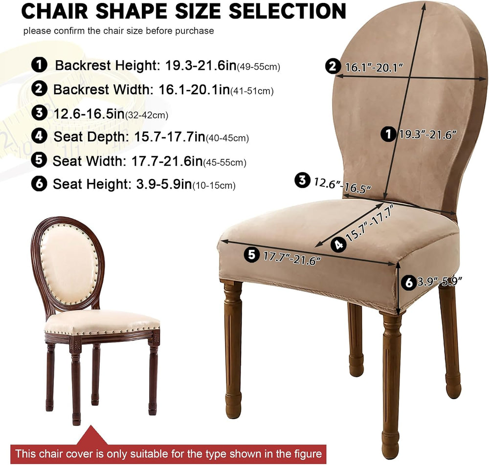 Velvet Round Back Chair Covers for Dining Chairs, Stretch Oval Chair Slipcove...