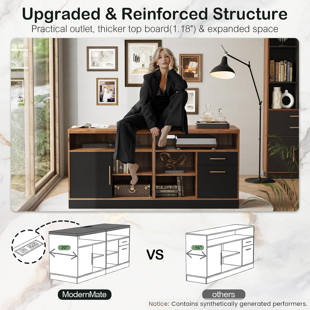 ModernMate 63" Lateral File Cabinet with Lock,2-Drawer Home Office Stora...