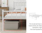 Metal Platform King Bed Frame with Headboard Sturdy Steel Slats Support No Box Spring Needed Easy Assembly White