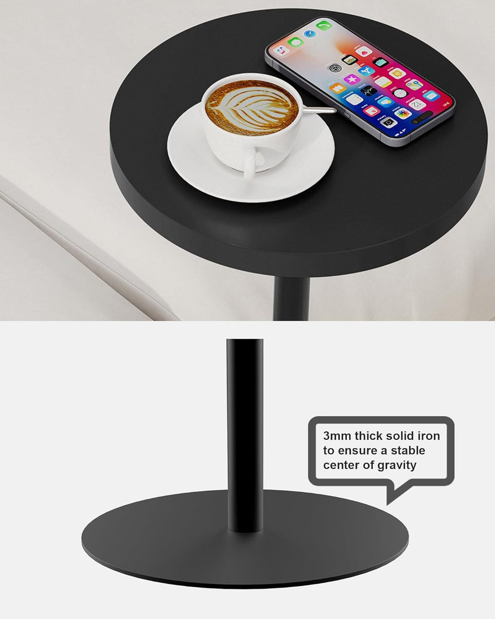 TUTOTAK Tall Round Side Table, Small End Table, Beside Table, Drink Table, Pe...