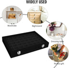 Vicoter Velvet Jewelry Tray 48 Compartments Jewelry Display Organizer with Transparent Cover Rings, Earrings, Necklaces, Pendants Storage Box for Girls, Wives, Mothers, Women