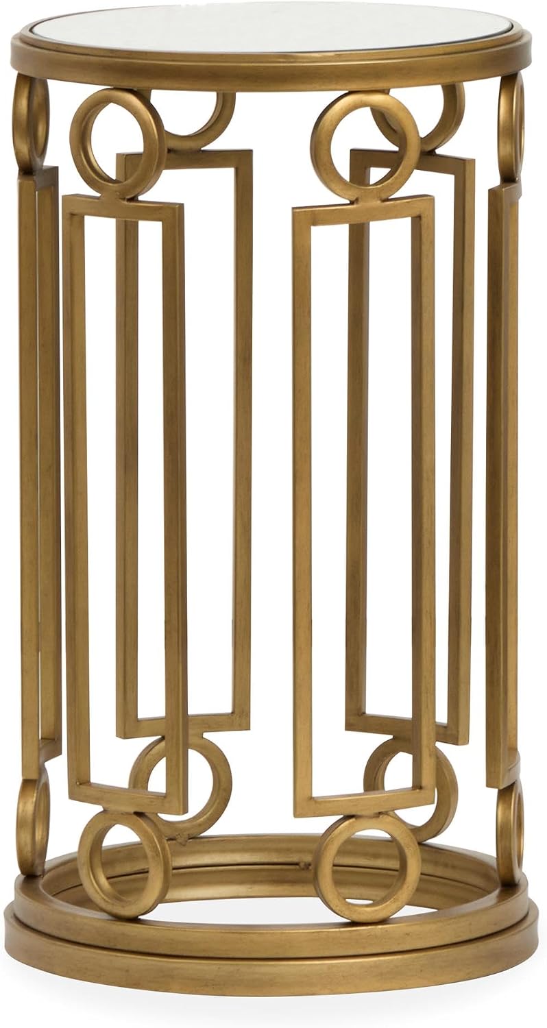 Magnussen Home Lorena Burnished Brass Round Accent Table
