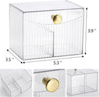 Tbestmax Qtip Holder Dispenser 2-Section Clear Bathroom Organizer 2 Grids Cotton Swab/Pad/Ball Holder Container Cosmetics Storage for Vanity