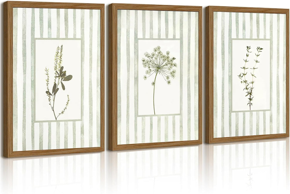 Sage Green Botanical Wall Art Decor Floral Print Flower Poster 12x16 Framed
