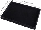 Mornajina 13.8" x 9.5" Velvet Jewelry Tray Jewelry Display Tray, Stackable Empty Plate Trays for Earrings Necklaces Bracelet Rings Display Showcase - Black