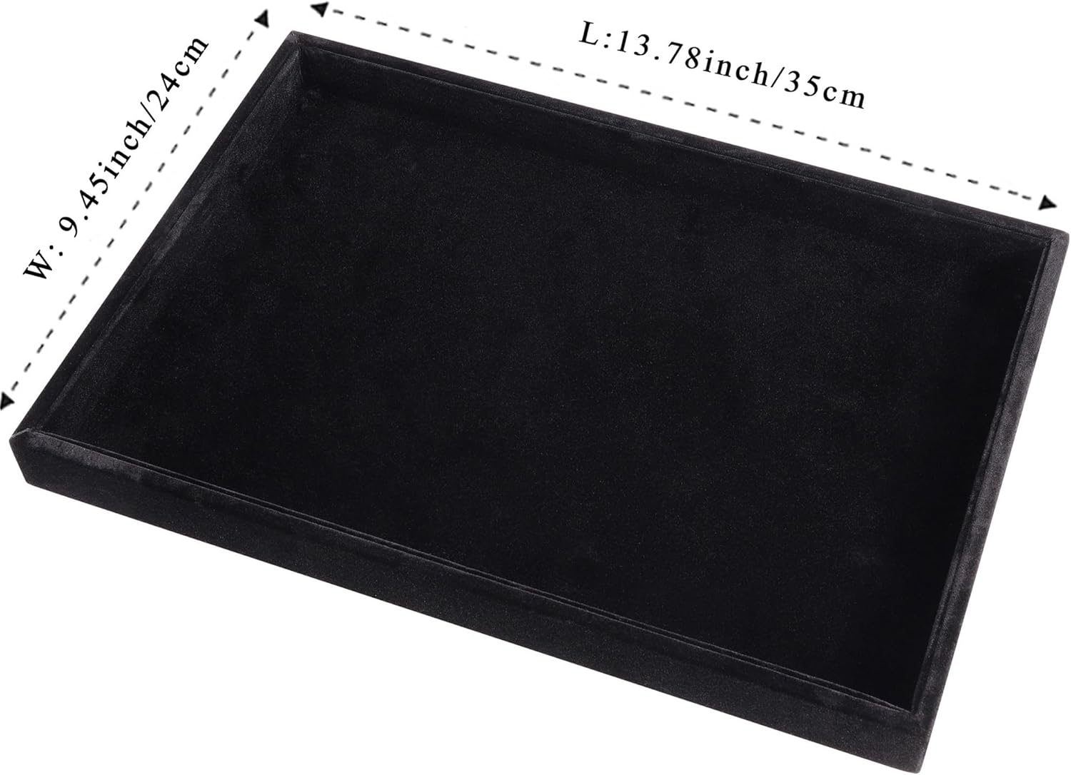 Mornajina 13.8" x 9.5" Velvet Jewelry Tray Jewelry Display Tray, Stackable Empty Plate Trays for Earrings Necklaces Bracelet Rings Display Showcase - Black