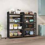 SIREDEEP Bakers Rack with Power Outlet ，4-Tier Kitchen Baker's Rack,Microwave Stand with Storage Suitable for Kitchen, Living Room, Dinning Room，Coffee Bar(Rustic Brown)