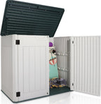 47 Cu ft Outdoor Storage Shed, Resin Outdoor Storage Box for Patio Yard Weatherproof Outdoor Storage Cabinet for Tools Pool Supplies - Lockable Deck Boxes Outdoor Waterproof(Creamy White)